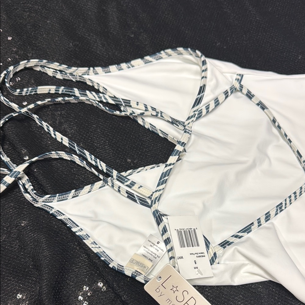 L*Space White Dakota One-piece zebra trim Swimsuit